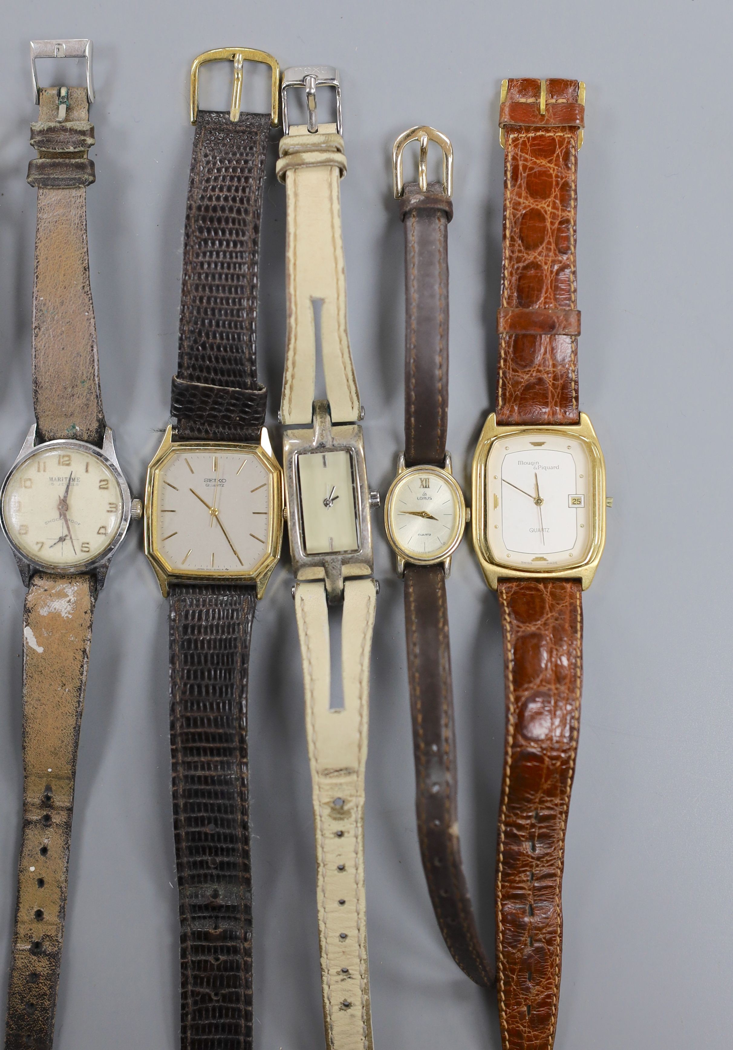 A Dunhill Swiss quartz wrist watch and nine other assorted lady's and gentleman's modern wrist watches including Seiko.